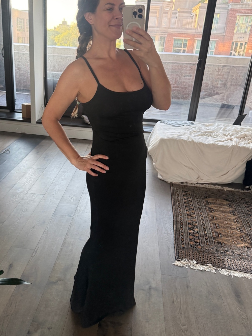 Black Floor-Length Bodycon Maxi Dress